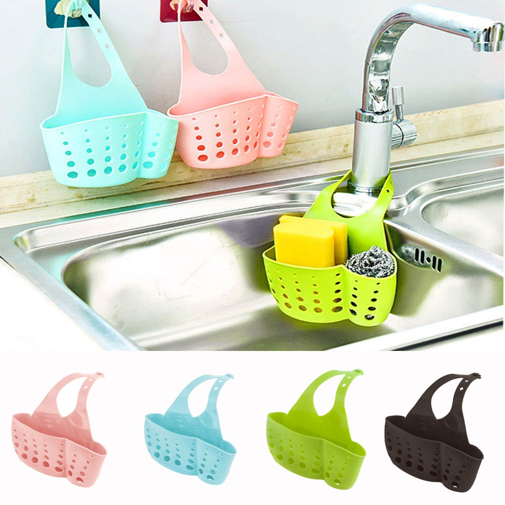 1pc Kitchen Sink Sponge Holder With Draining Rack Wall Mounted